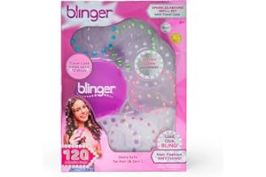 blinger® Sparkles Abound 120 Colorful Hair-Safe Gems with Travel Case | Refill Pack for Hair Gem Stamper