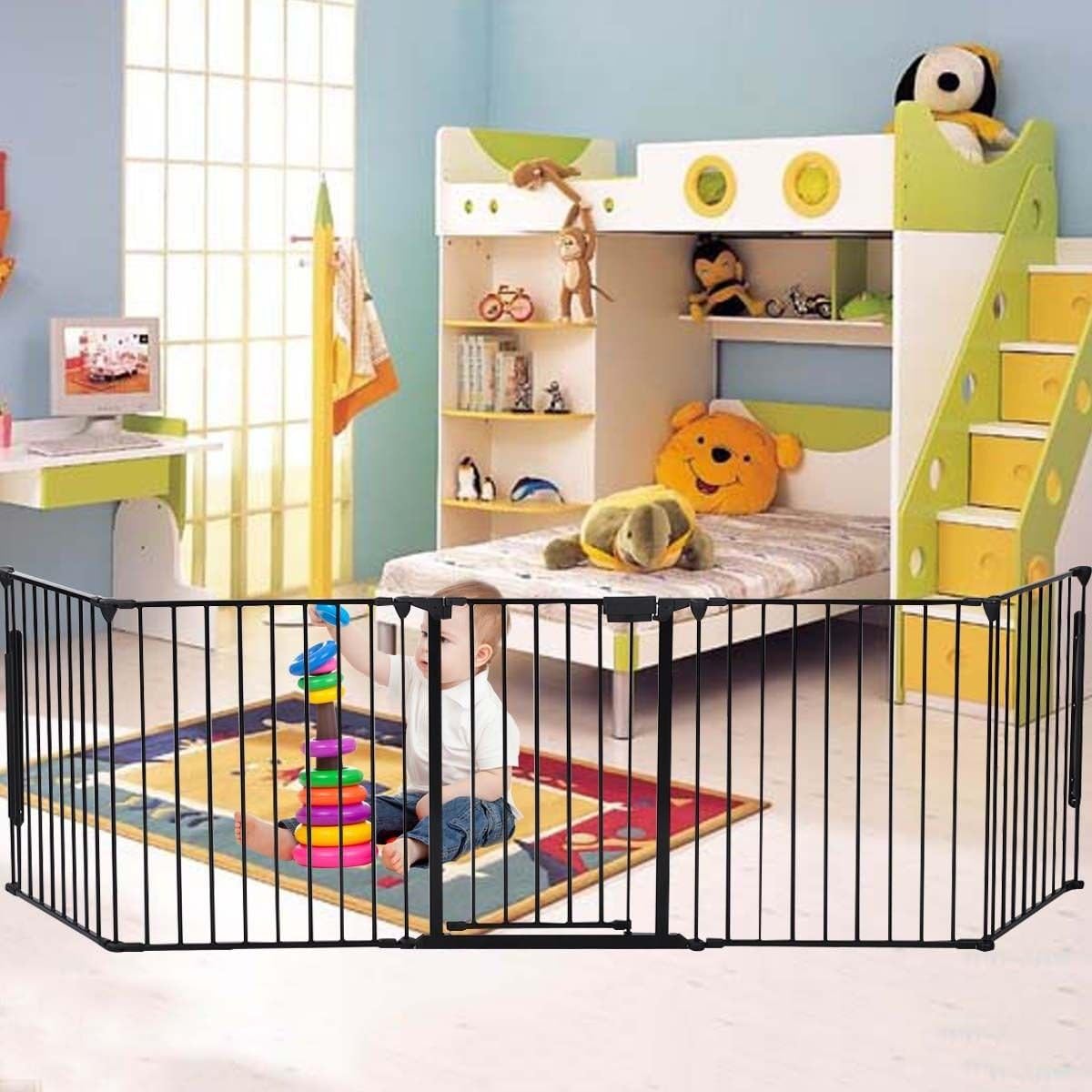 Fireplace Fence Baby Safety Fence Hearth Gate BBQ Metal Fire Gate Pet Dog Cat