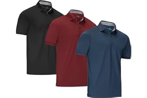 MARINO AVENUE [3 Pack] Mio Marino Golf Polo Shirts for Men - Dry Fit - Ultra-Light Fabric