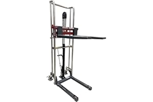 Pake Handling Tools - Fork Type Manual Stacker - Affordable and Easily 59” Lift - 880 lbs Capacity for Short Skid/Boxes