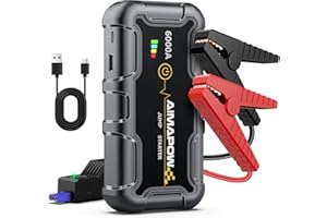 AIMAPOW Portable Car Battery Jump Starter 6000A 20000mAh Jump Box, Car Jumper Starter Portable Jumper Cables for car(AllL Gas/10L Diesel), Fast Charge, Lights, Compact