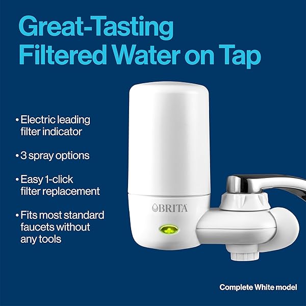 BRITA REPLACEMENT WATER FILTER FOR FAUCET MOUNT, REMOVES 99% OF LEAD, SINK FILTRATION SYSTEM, CHROME, 3 COUNT