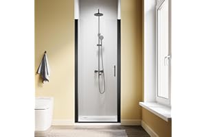SL4U Pivot Shower Door, 32" W x 72" H, 1/4" Tempered Glass Shower Door, Pivot Swing Shower Glass Door, Easy to Clean, Matte Black Finish