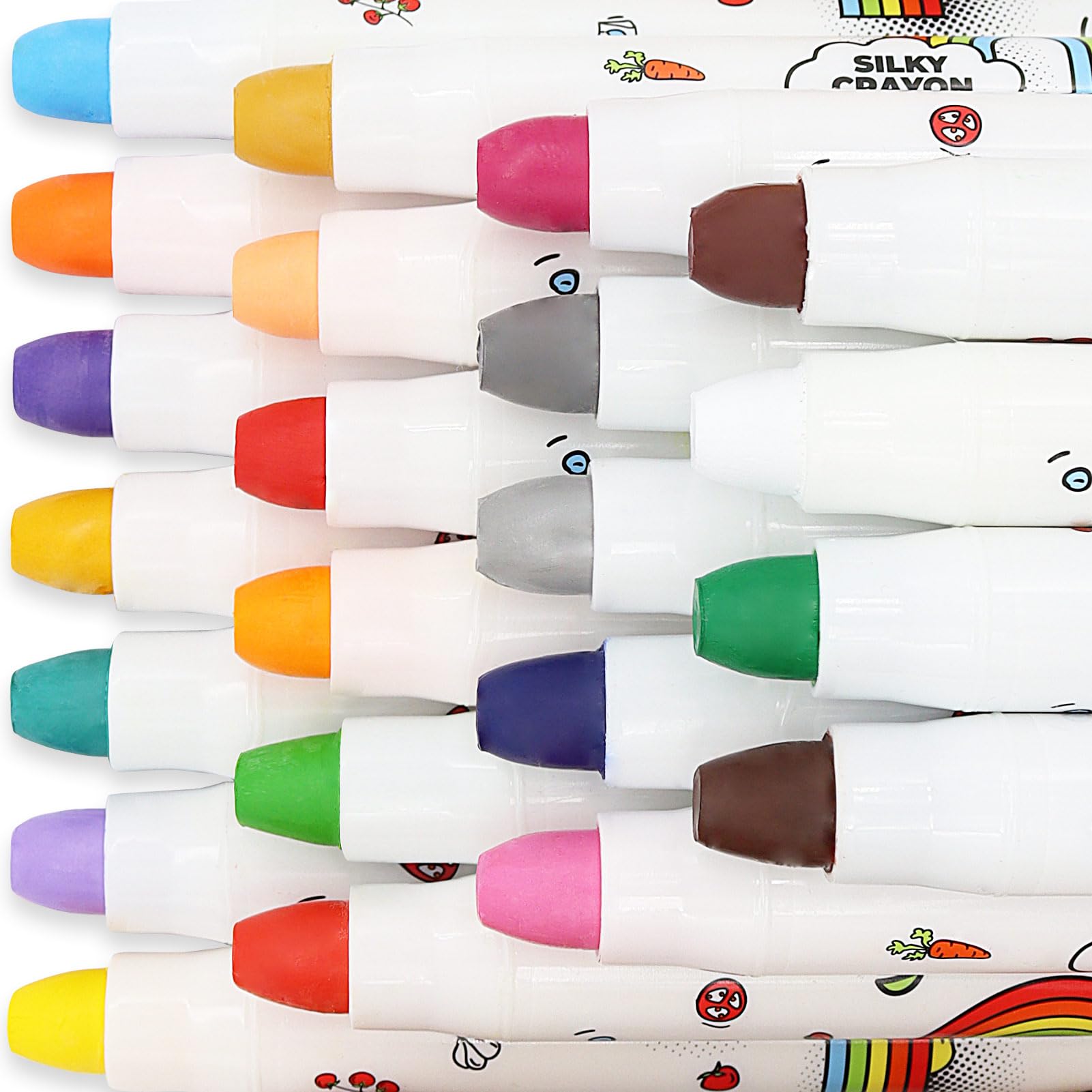 Lebze Washable Jumbo Crayons for Toddlers, 24 Colors Non Toxic Crayons Set, Large Baby Crayons Kids, Gift for Boys and Girls Flower Monaco