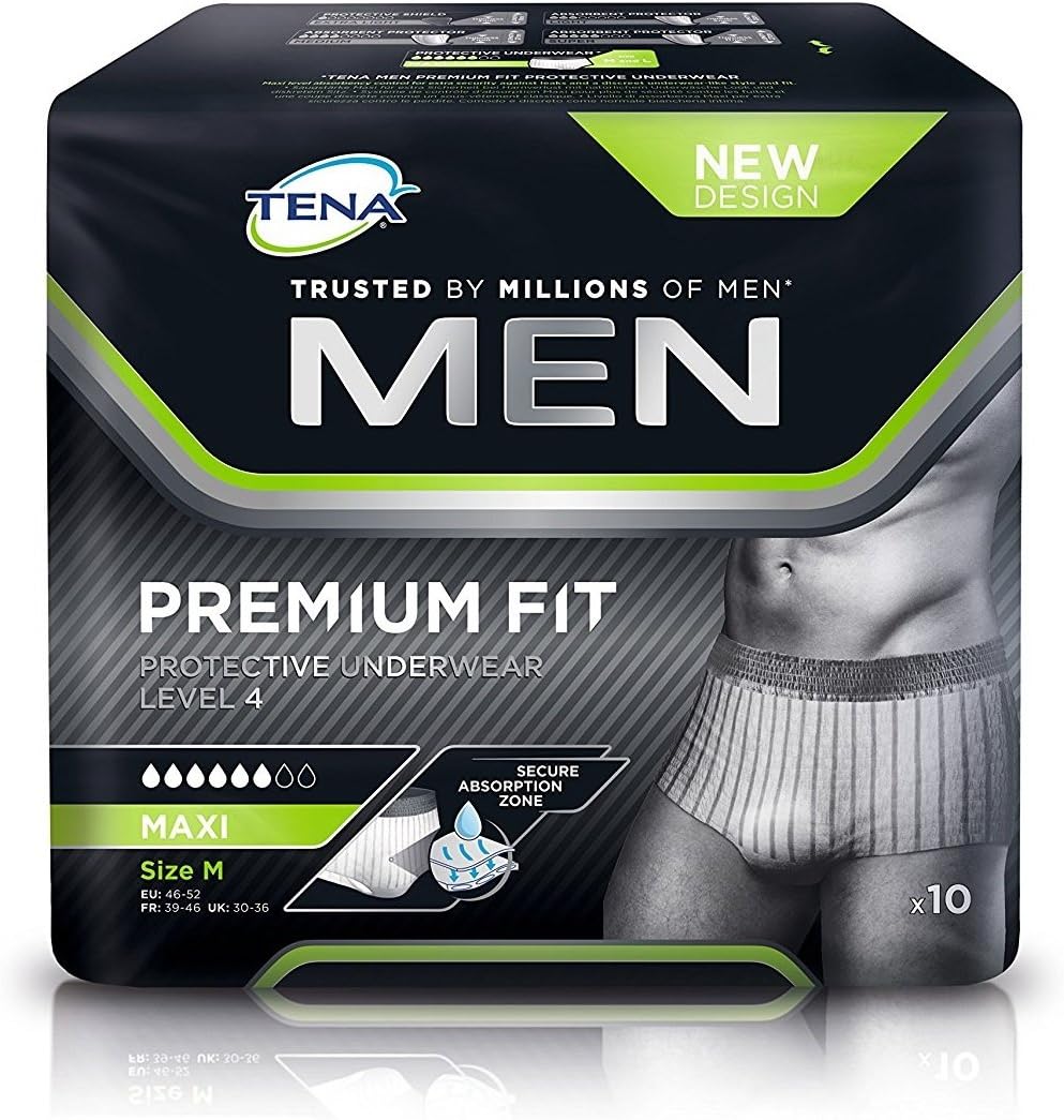 TENA Men Premium Fit Protective Underwear Level 4 Medium 3 Packs of 10