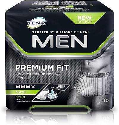 TENA Men Premium Fit Protective Underwear Level 4 Medium 3 Packs of 10