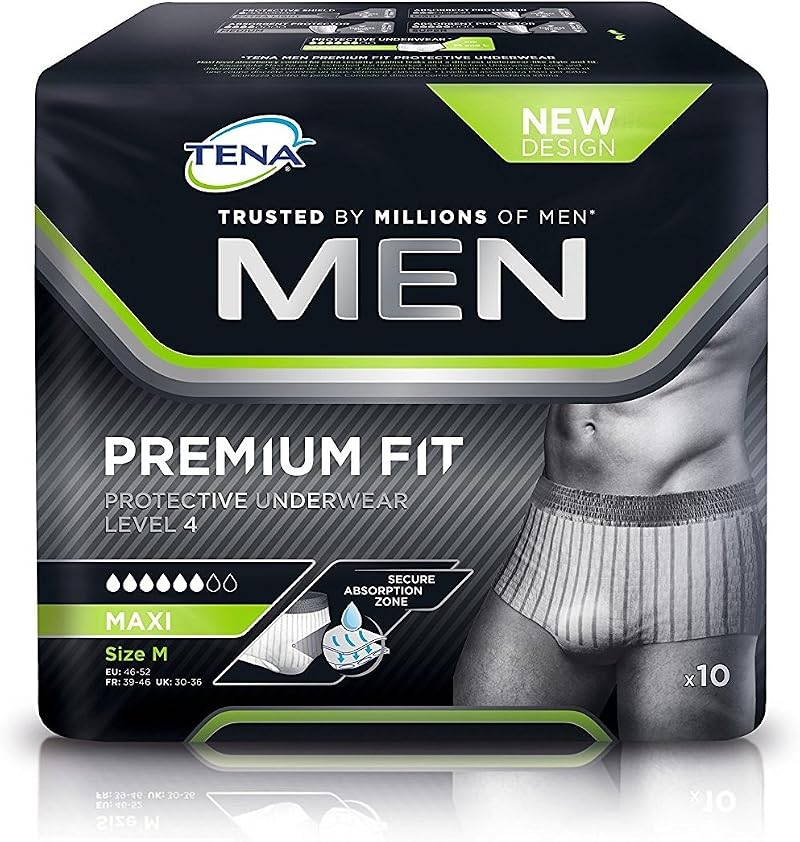 TENA Men Premium Fit Protective Underwear Level 4 Medium 3 Packs of 10