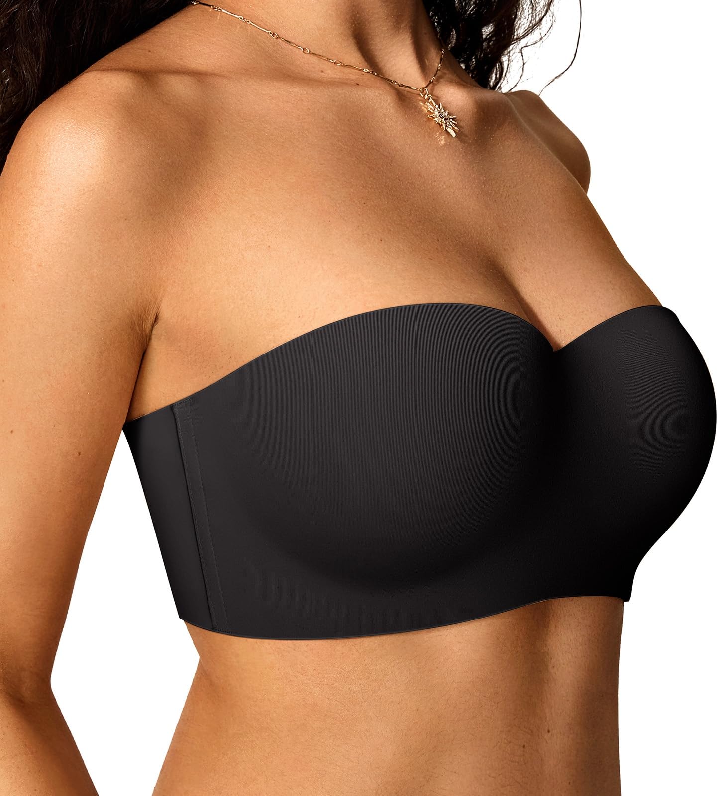 Photo 1 of OEAK Womens Strapless Bras Underwire Non-Slip Tube Top Push Up Bralette Seamless Padded Bandeau Bra Everyday Convertible Bra 38DD Black