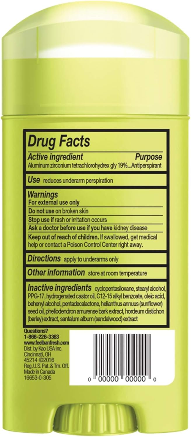 Ban Original Unscented 24-hour Invisible Antiperspirant, 2.6oz Solid Deodorant, Underarm Wetness Protection, with Odor-fighting Ingredients : Beauty