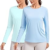 2 Pack Rash Guard for Women UPF 50+ Sun Shirts UV Protection Long Sleeve Workout Tops Lightweight Quick Dry Swim Hiking Shirt