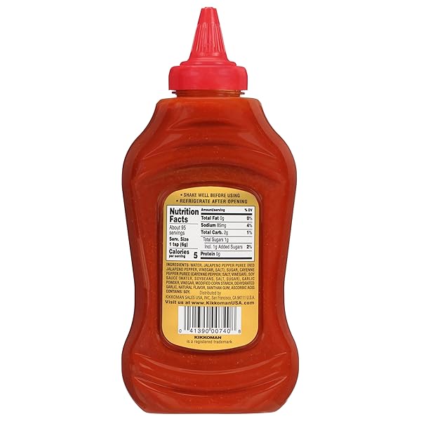 KIKKOMAN 00740 GLUTEN-FREE SRIRACHA HOT CHILI SAUCE, 20 OZ – PERFECTLY BALANCED HEAT AND SWEETNESS, INFUSED WITH KIKKOMAN®TAMARI SOY SAUCE, CERTIFIED