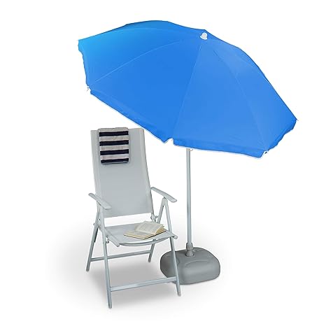 Relaxdays Sonnenschirm 180 cm Spannweite, 8 Rippen Polyester, Neigefunktion, Gartenschirm, Gastroschirm, farbig