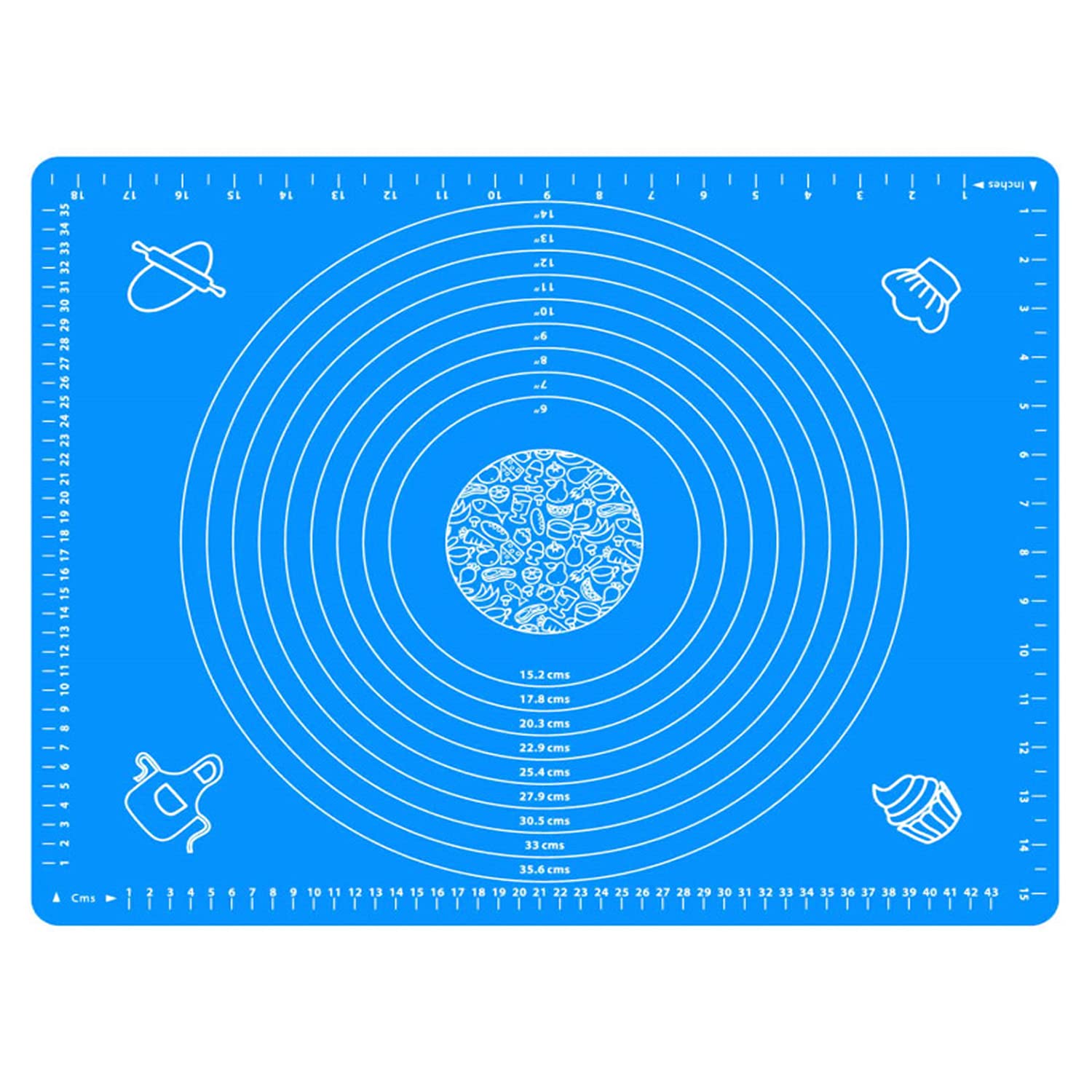 19.7''x15.8'' Non-Stick and No-Slip Silicone Baking Pastry Mat 50x40cm Fondant Mat Dough Rolling Mat with Measurement BPA Free (Blue)