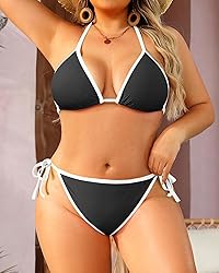 Tempt Me Women Black Plus Size Triangle Bikini Sets