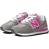 New Balance Kids 574 V1 70s Racing Lace-up Sneaker, Grey/Pink, 11 W Little Kid (4-8 Years)