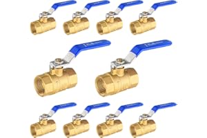 HeSun 10-Pack 3/4 Inch FIP Threaded Ball Valve, Brass Full Port Shut-off Valve,3/4" Female NPT x 3/4" Female NPT, 600 WOG (Water, Oil and Gas),Blue