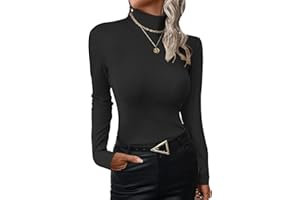 Bellcoco Women's Mock Turtleneck Long Sleeve Shirt Slim Fit Soft Thermal Underwear Tops Lightweight Base Layer Shirts