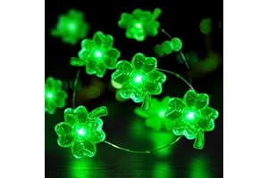 Tmacker St Patricks Day Decorations 3D13Ft 50LED Green Shamrock String Light, St Patricks Day Decor Irish Party for Home Indoor/Outdoor Wedding Anniversary Holiday Green Decor