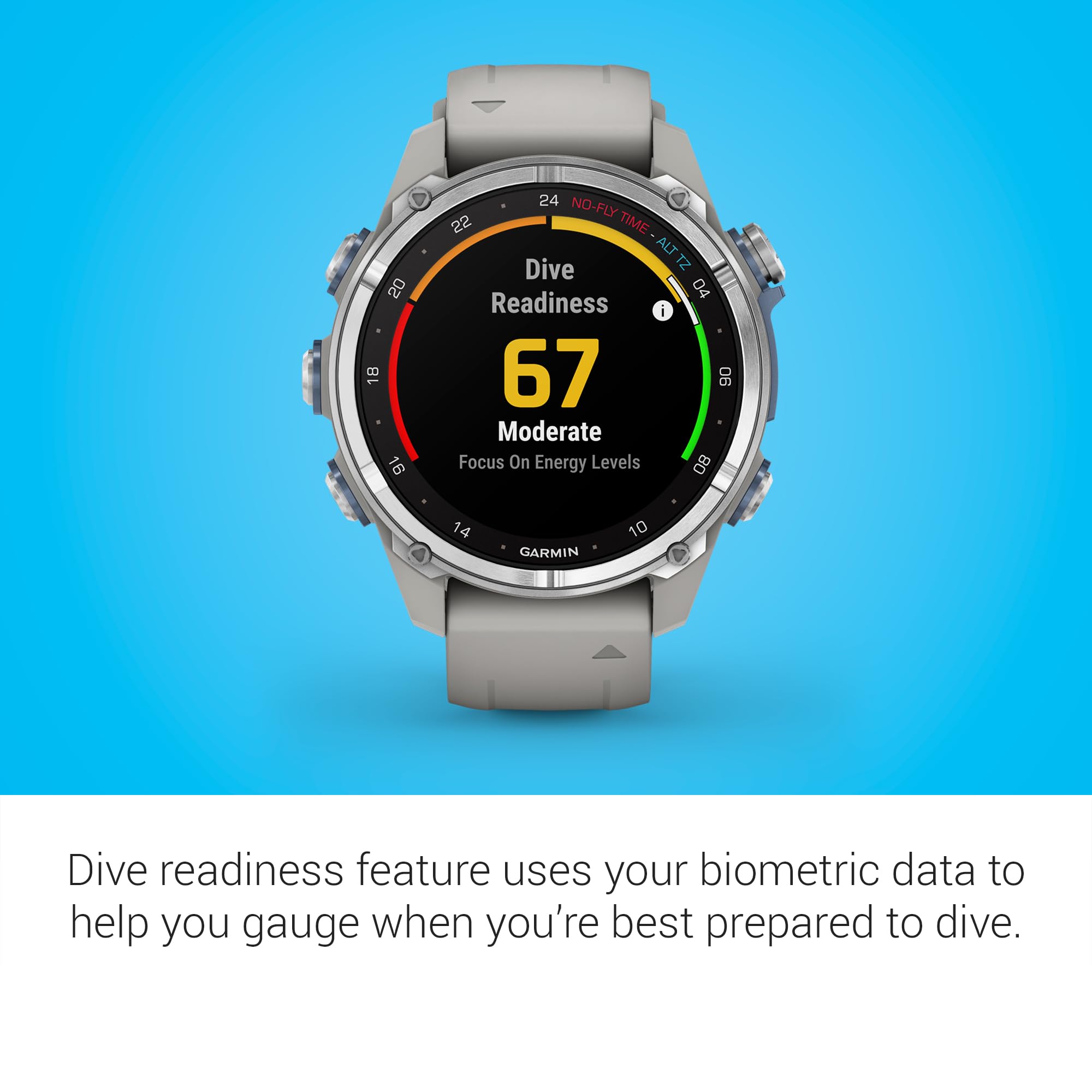 Garmin Descent Mk3 Watch Style-Dive Computer, 43mm, Steel with Fog Gray Band