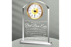 Landical Christmas Boss Clock Gifts Acrylic Boss Gifts for Men Women Appreciation Clock for Office Leader Going Away Gift Acrylic Desk Sign for Women Lady Male Leader Great Idea Home Desk Table Decor