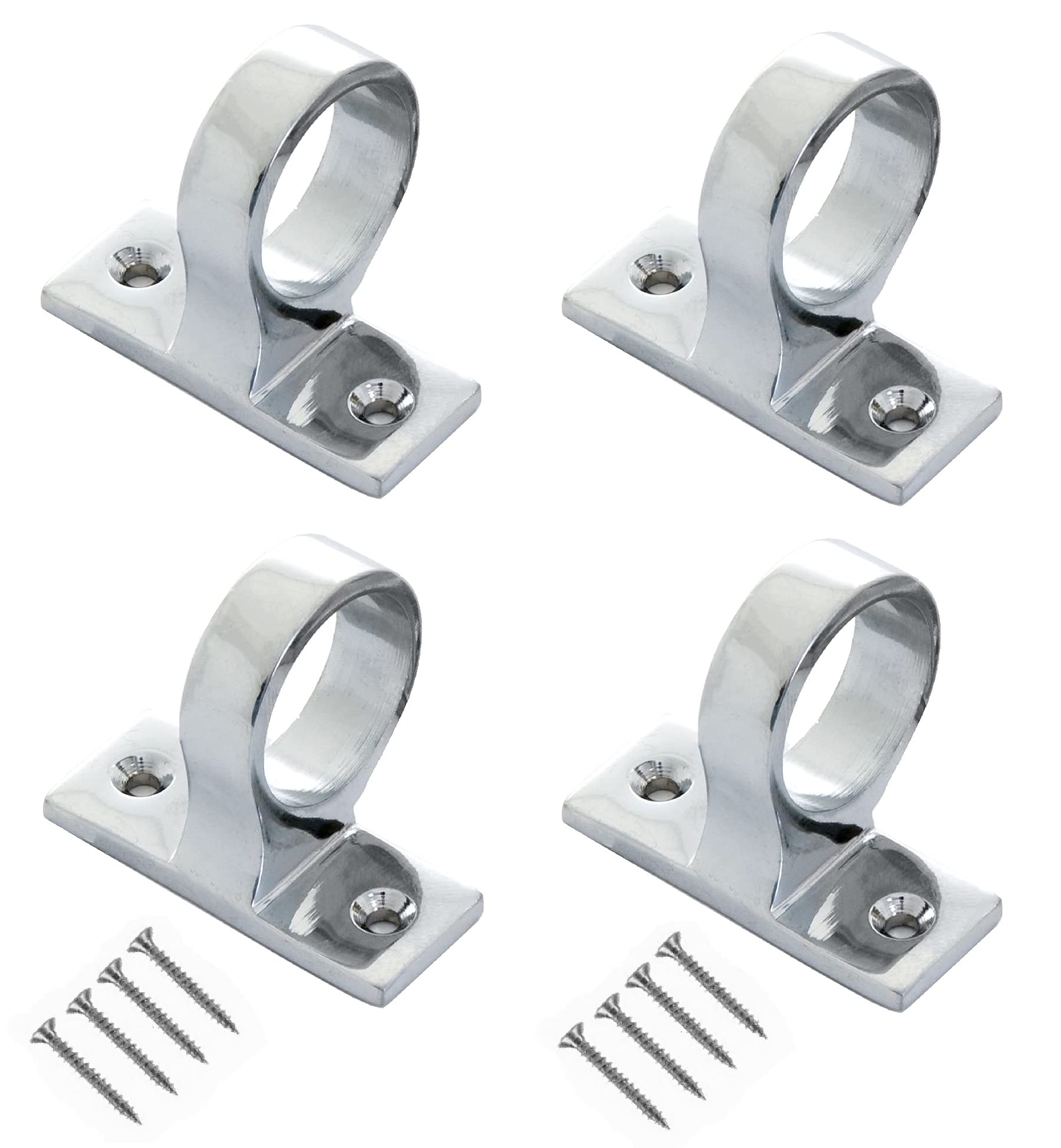 TERF® Traditional Polished Chrome Sash Eye Ring Window Lift Pull Handle Heavy Duty Sash Window Lift Pull Sliding Handle Including Fixing Screw - Pack of 4