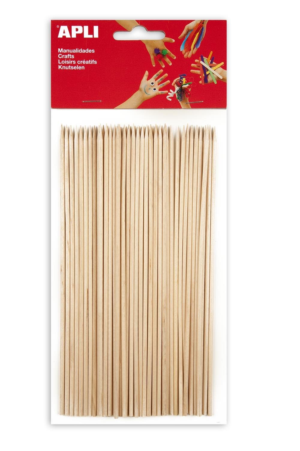 APLI Kids 13483 – Bag Stick Round Wood Spike 200 x 3 mm, 50 Units
