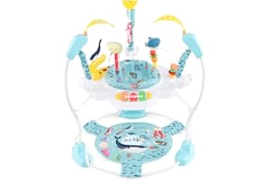 BABY JOY Baby Jumpers and Bouncers, Infant Activity Center with Music Lights Sounds, 360° Rotating Seat and 3 Adjustable Heights, Baby Play and Learning Center for 6-12 Months