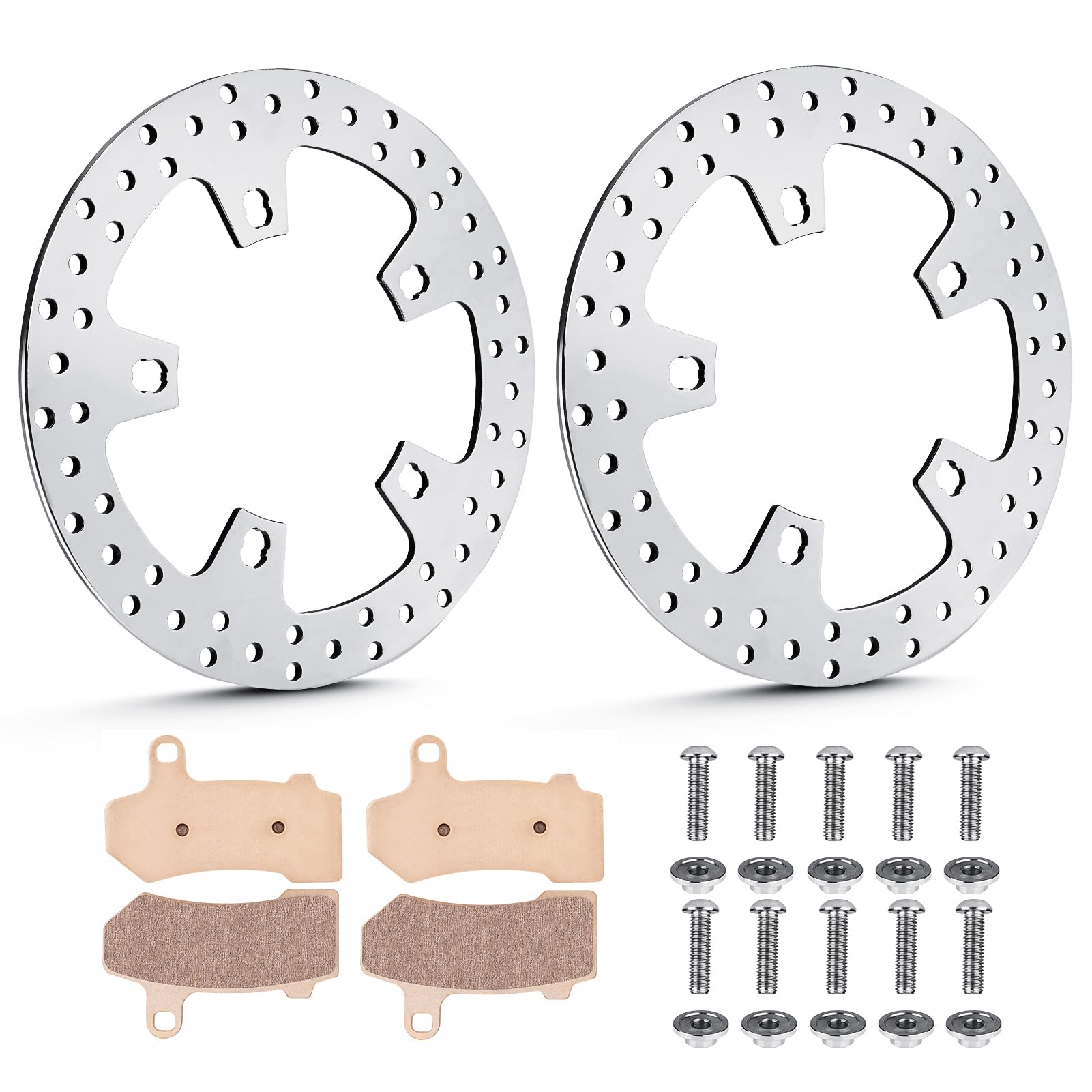 Photo 1 of 11.8" Front Brake Disc Rotor & Pads w/Bolts Fit for Harley Road King/Street Glide/Road Glide/Electra Glide/Tour Glide/Ultra Limited 2015 2016 2017 2018 2019 2020 2021 2022-2 Pc Polished
