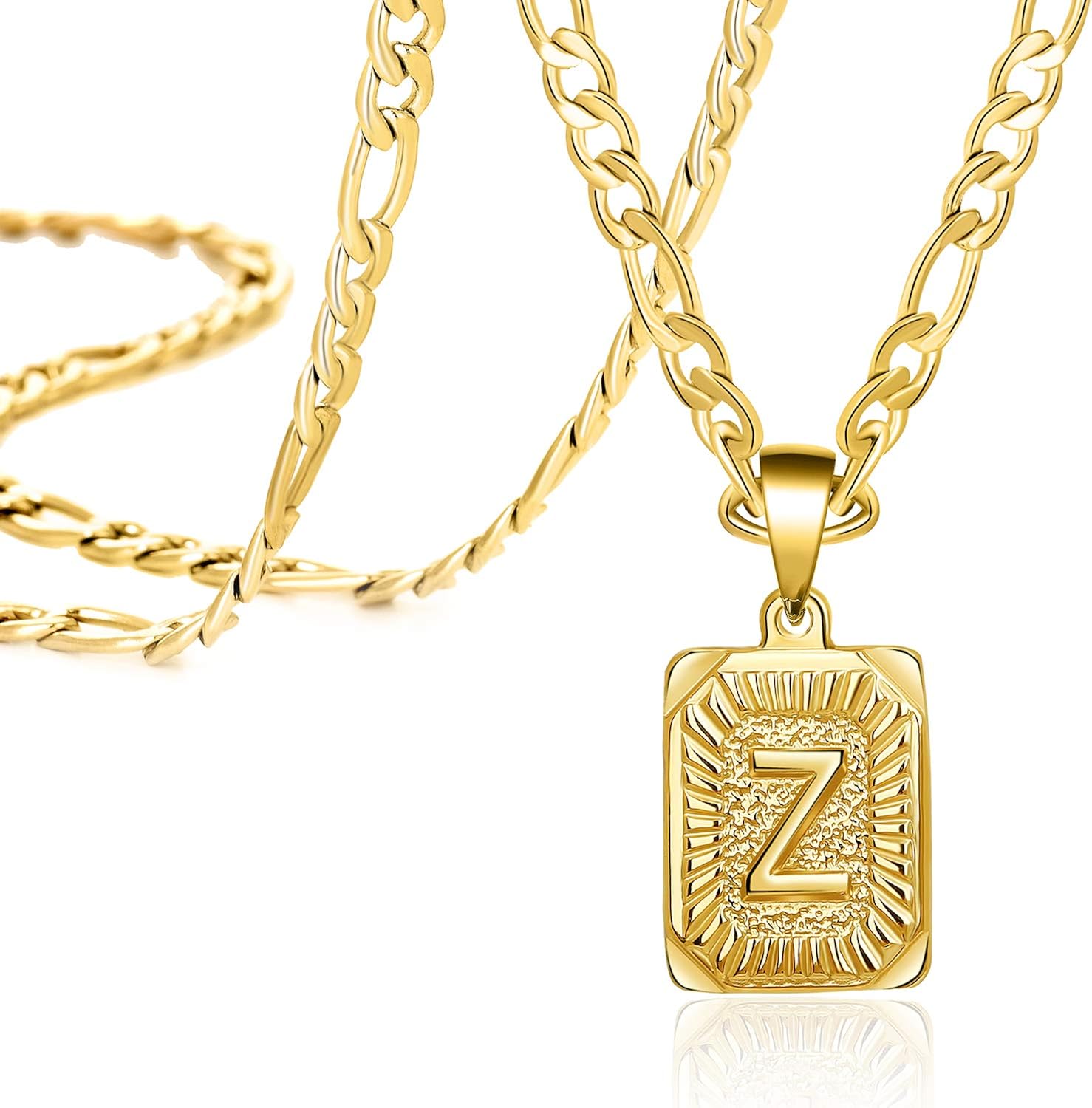 MEMGIFT 18K Real Yellow Gold Initial 