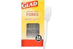 Glad Crystal Clear Heavy Duty Plastic Forks, 24 Count | Clear, Strong Disposable Cutlery for Everyday Use