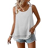 Falechay Womens Tank Tops Flowy Sleeveless Summer Boho Tank Top for Women Crewneck Casual Spaghetti Strap Lace Camisole Shirt