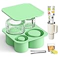 PKBD Ice Cube Tray Mold for Stanley Cup 40oz 30oz 20oz 14oz Tumbler Accessories with Lid, Chilling Cocktails, Whiskey, Coffee, Tea, Includes Stainless Steel Clip, Light Green