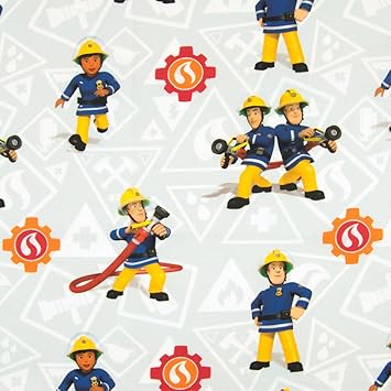 Stoffe Werning Baumwollstoff Feuerwehrmann Sam Elli & Elvis Kinderstoffe TV Serie Öko-Tex - Preis Gilt für 0,5 Meter