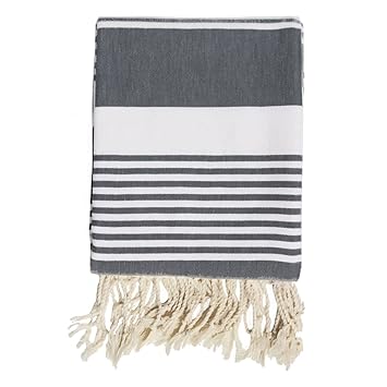 Extra große Stranddecke (180 x 240 cm) - Hamamtuch XXL - Anthrazit Grau