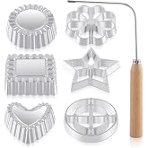 7 Pieces Rosettes Timbale Set, Rosette Iron Set with Handle, Lotus Flower Bunuelos Cookie Mold, Funnel Cake Maker Kit