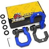 A-BOAR Separate D-Ring Shackles, 2Pack, 3/4" Separate D-Ring Shackles 7/8" Pin, 57320lbs Breaking Strength, Heavy Duty Forged Steel, D-Ring Towing Winch Shackle for Recovery, 4x4 Off-Road, Black Blue