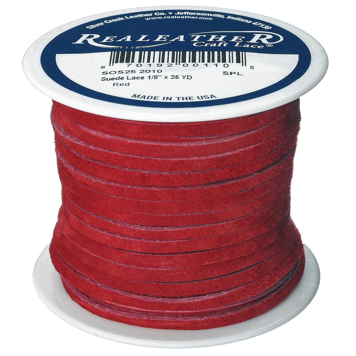 Realeather Crafts Leather Suede Lace Spool-Red
