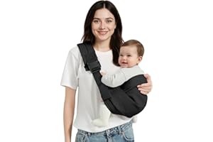 MISSWISDOM Baby Sling Carrier, Toddler Carrier Sling with Double Safety Buckle and Adjustable Shoulder Strap(7-30lbs), Baby Carriers One Size Fits All, Black
