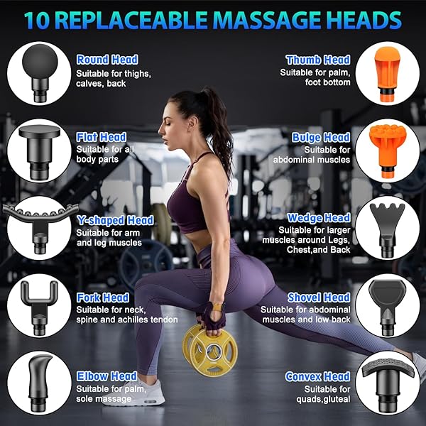 TOLOCO MASSAGE GUN, DEEP TISSUE BACK MASSAGE FOR ATHLETES FOR PAIN RELIEF, PERCUSSION MASSAGER WITH 10 MASSAGES HEADS & SILENT BRUSHLESS MOTOR, GIFTS FOR FATHERS DAY, BLACK