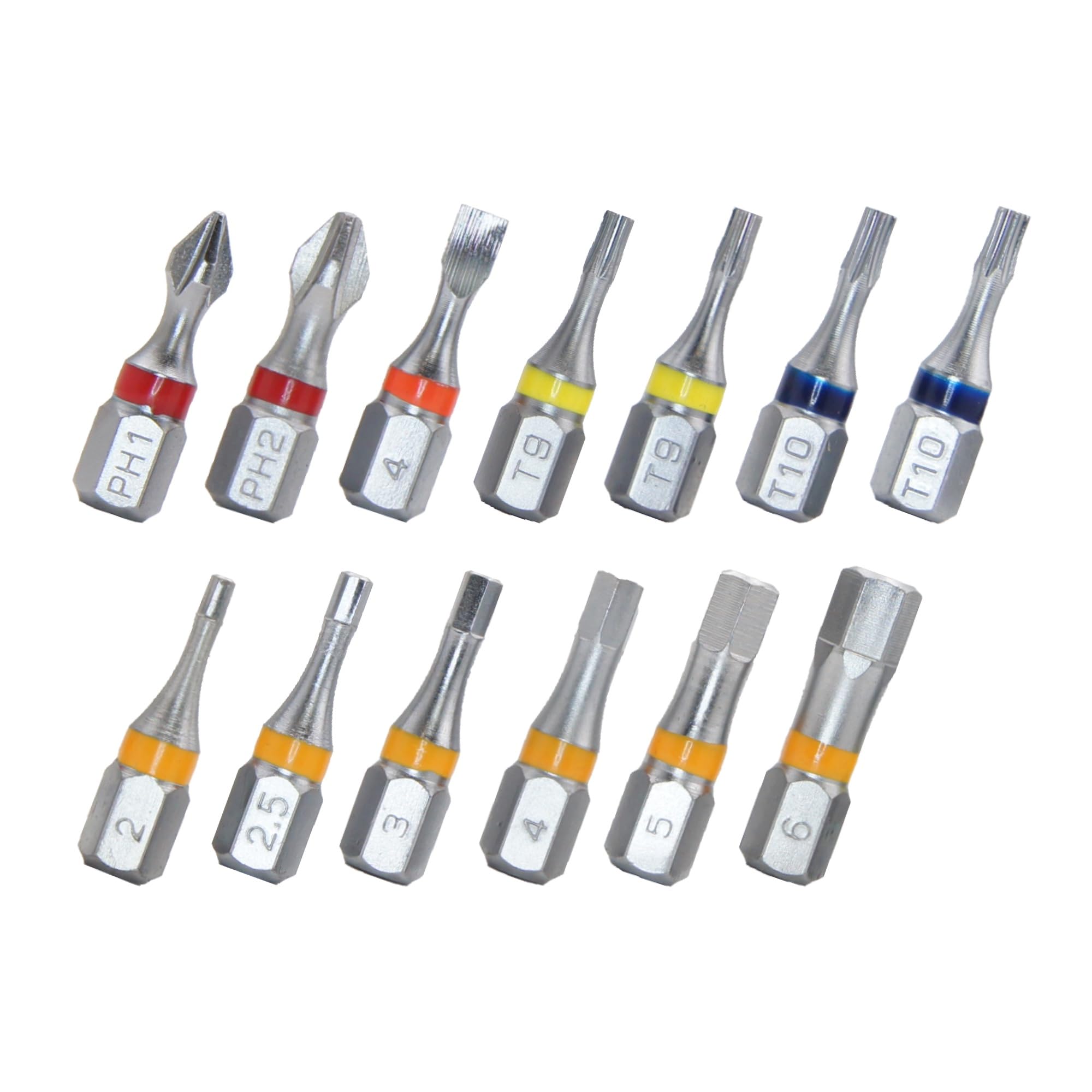 711L Color Coded 13 PCS Hex Bit Set 1/4" - 2 PCS of Torx 9, 2 PCS of Security Torx 10, and Other 9 Bits - Accessary for Bike Motorcycle Maintenance
