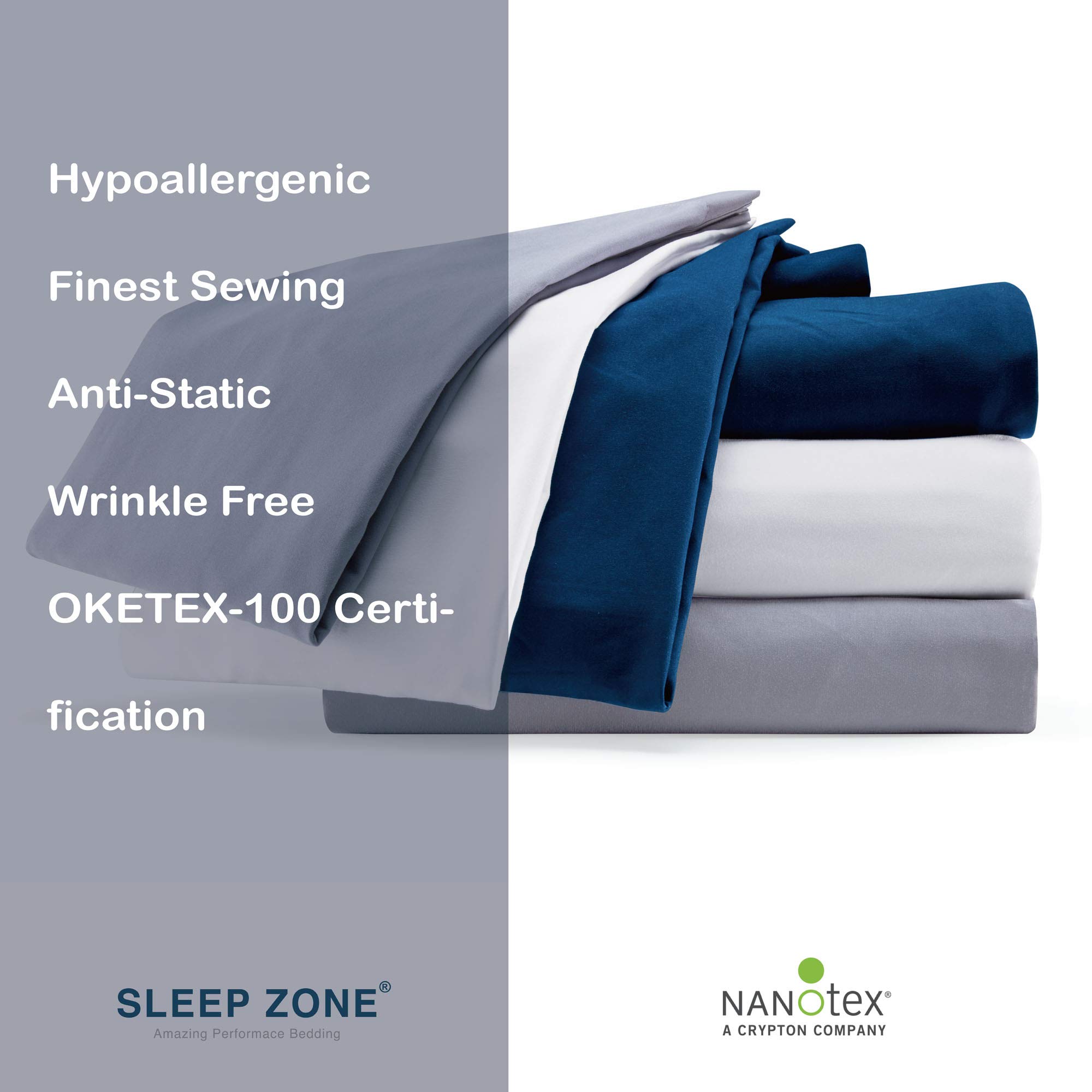 SLEEP ZONE Bedding Duvet Cover Cooling 120gsm Soft Zipper Closure 3 PC, Navy Blue,Full/Queen