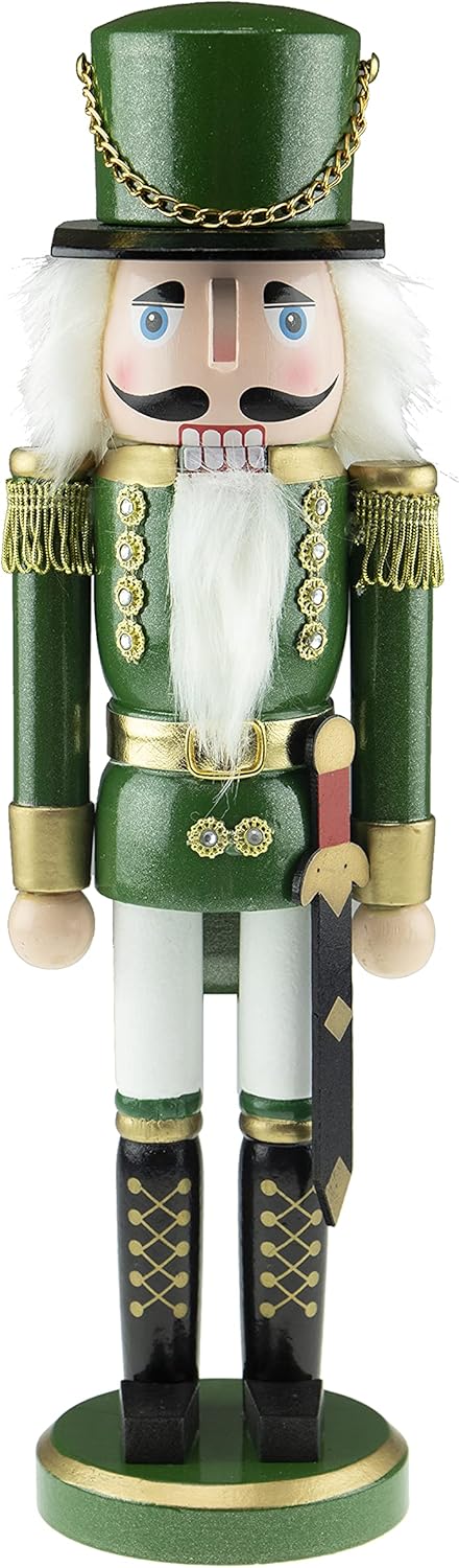 Nutcrackers - Clever Creations Green Swordsman 12 Inch Traditional Wooden Nutcracker, Festive Christmas Décor for Shelves and Tables