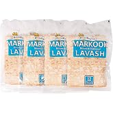 Markook Lavash Thinnest Flat Bread - 4-Pack, 9-Inch x 12-Inch Soft Middle Eastern Bread, 48 Flat Breads, by Breadmasters