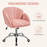 Yaheetech Pink Office Desk Chair Makeup Vanity Stool Modern Swivel Armchair view 6