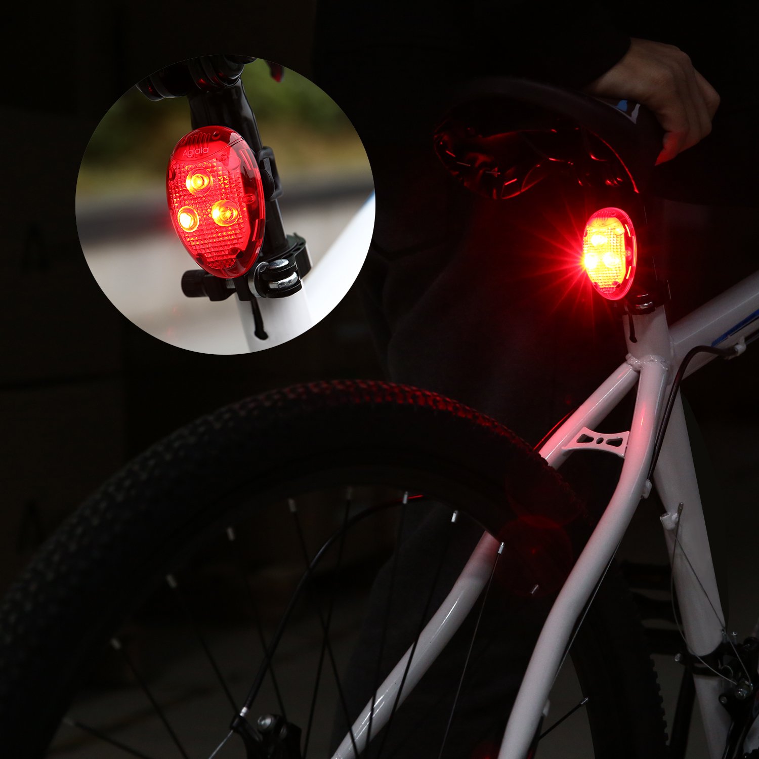 Bicycle Tail Light, Safety Rear Light Aglaia, 40 Lumen Waterproof IPX3 220 Beam Angle, Smart Modes with High Red Rear Brightness (Batteries Included)