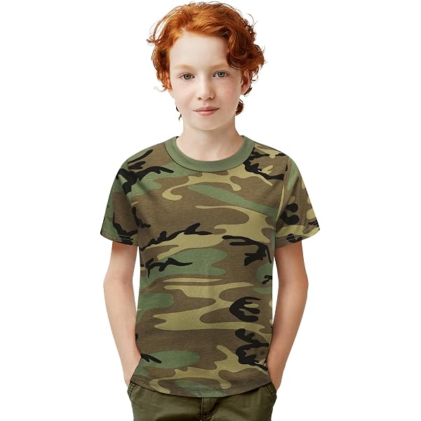 Enfants Chéris Boys' Camouflage T-Shirt - Short Sleeve Military Style Crewneck Tee