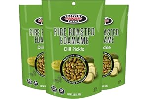 Seapoint Farms Fire Roasted Edamame, Plant Based Snack, 11g High Protein, Vegan, Gluten-Free, Kosher Diet, Healthy Snacking for Energy, Salad Topping & On-the-Go, Dill Pickle, 3.25 oz (Pack of 3)