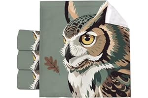 Brown Owl Leaves Green Lovely Spa Face Towels Fingertip Towels Kitchen Spa for Facial Ultra Soft Wash Cloth for Washing Face 