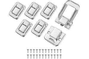 M METERXITY 6 Pack Toggle Catch Lock, 1.89 x 1.26 in Metal Hasp Latches Decorative Clasp with Screws for Jewelry Case/Wooden 