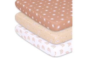 The Peanutshell 3-Pack Fitted Playard Sheets - Soft & Breathable Baby Boy or Girl Mini Crib Sheets, Pack N Play Mattress, Fits Standard Playard Pack Play Mattresses - Boho